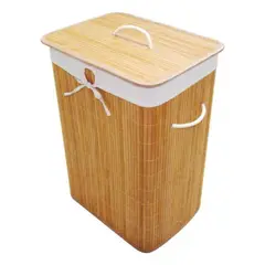 GENERICO - Canasto Cesto Para Ropa De Bambú Rectangular 40x30x60cm