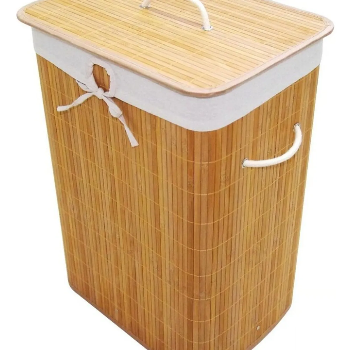GENERICO - Canasto Cesto Para Ropa De  Bambú Rectangular 40x30x60cm
