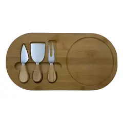 GENERICO - Bandeja Tabla De Madera Y Accesorios Para Quesos Y Picoteo