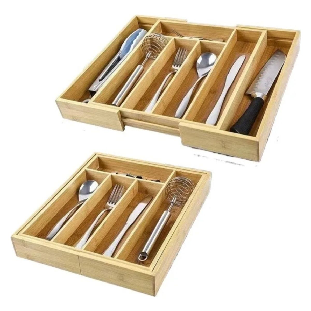 GENERICO - Organizador Cajones Bambu Para Cubiertos Bandeja Extensible
