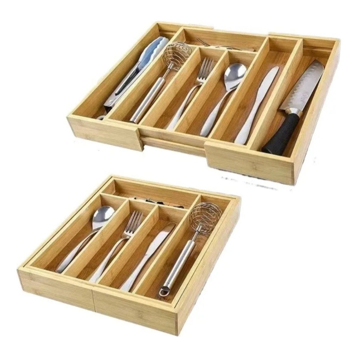 GENERICO - Organizador Cajones Bambu Para Cubiertos Bandeja Extensible