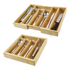 GENERICO - Organizador Cajones Bambu Para Cubiertos Bandeja Extensible