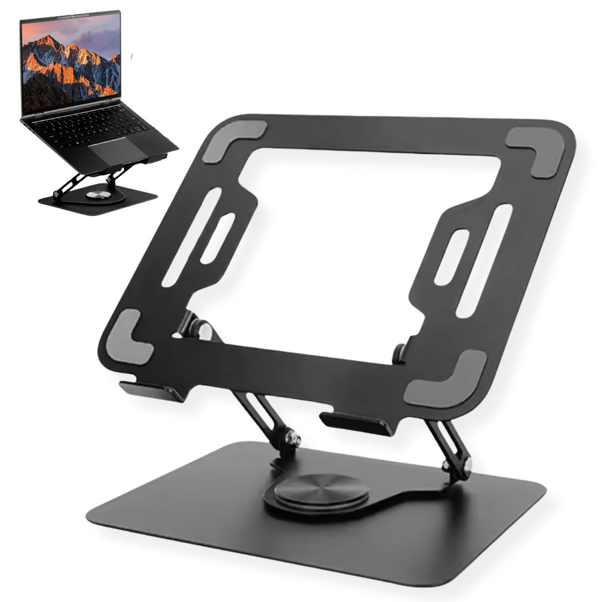 GENERICO - Soporte Para Notebook Negro Laptop Tablet iPad Base Rotación 360º