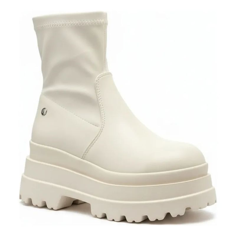 BOVINITA - Bota Mujer Plataforma Beige Caña Media Stretch Urbana Chunky