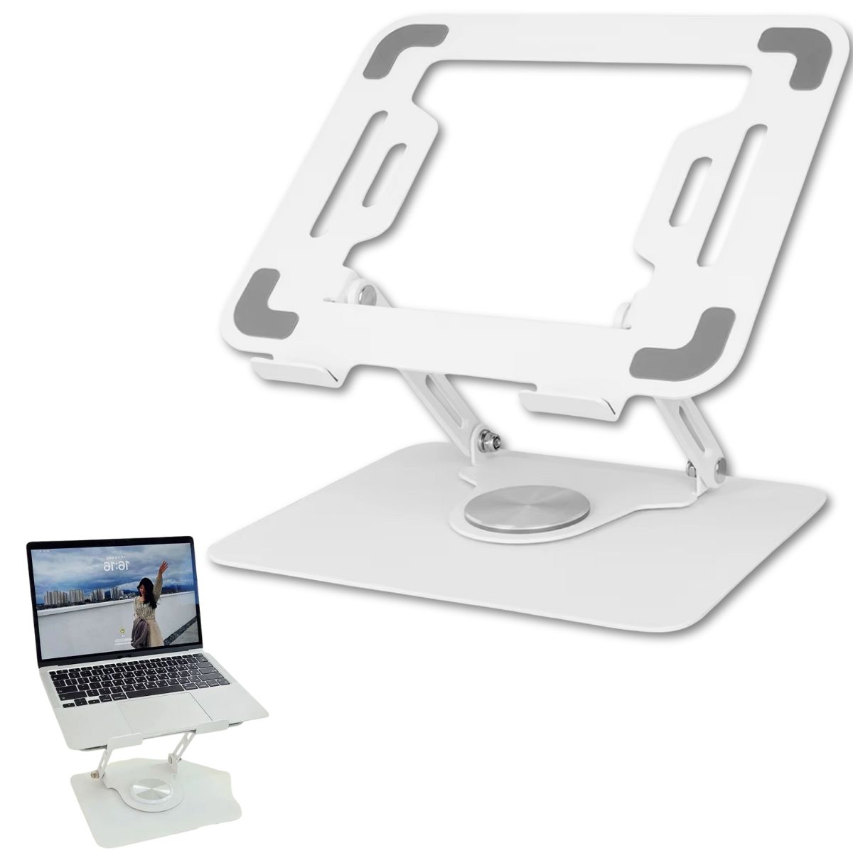GENERICO - Soporte Para Notebook Blanco Laptop Tablet iPad Base Rotación 360º