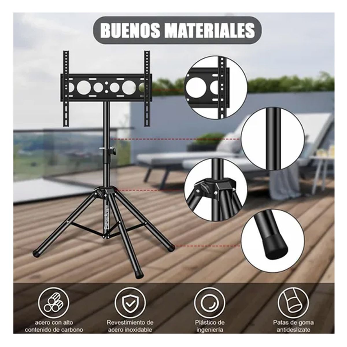 ESHOPANGIE - Base Trípode Pedestal Tv Ajustable De 32 A 55 Pulgadas Negro