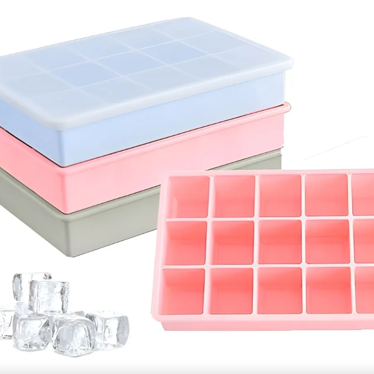 GENERICO - Molde De silicona Con Tapa Para Cubos De Hielo Colores Surtidos