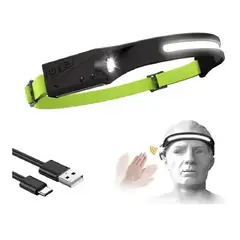 GENERICO - Linterna Frontal Led Recargable Con Sensor De Cinta Ajustable Cob