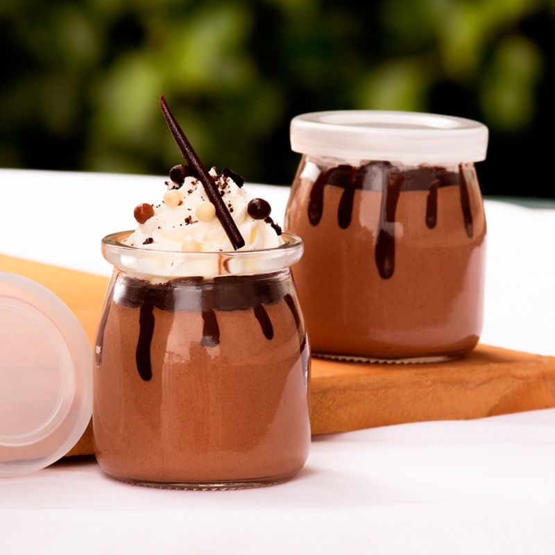 GENERICO - Pack de 6 Frascos de Vidrio Pudding 200ml Con Tapa Plástica