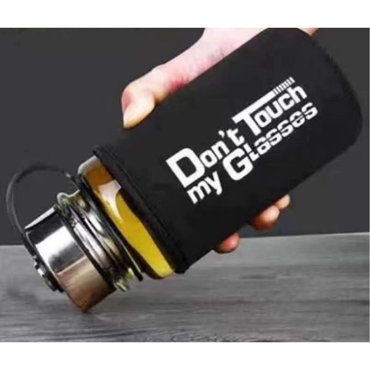 GENERICO - Botella De Vidrio Con Infusión 1000ml Funda Color Negro