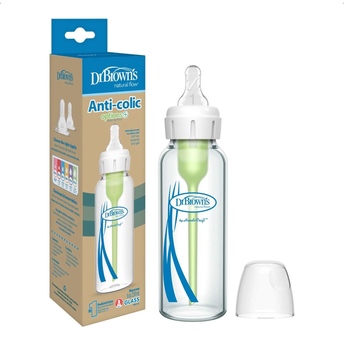 DR BROWNS - Mamadera Estándar Anticólico Options+ Vidrio 250ml Dr Browns