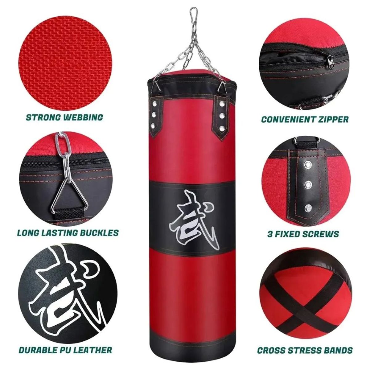 GENERICO - Guantes De Boxeo + Juego De Ejercicios Con Sacos Arena Rojo U