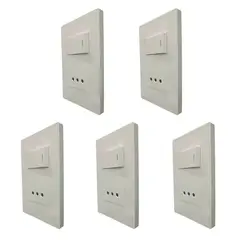 WANT - Pack 5 Interruptor Simple 9/12 + Tomacorriente Simple 10a Blanco