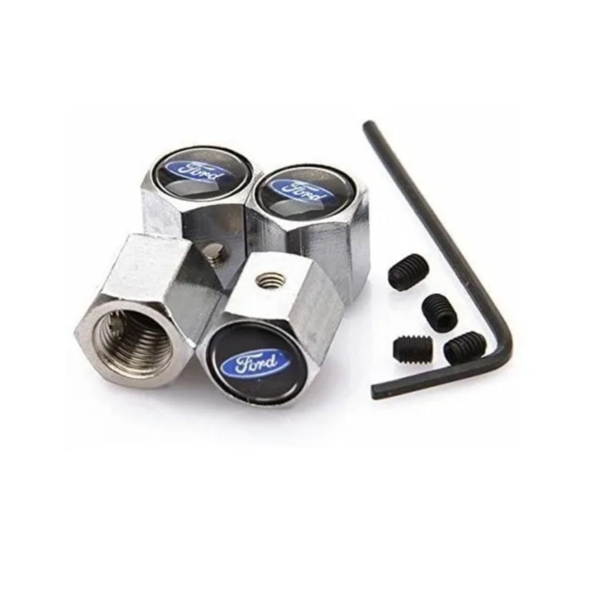 GENERICO - Set 4 Tapa Valvulas Anti Robo para Ford
