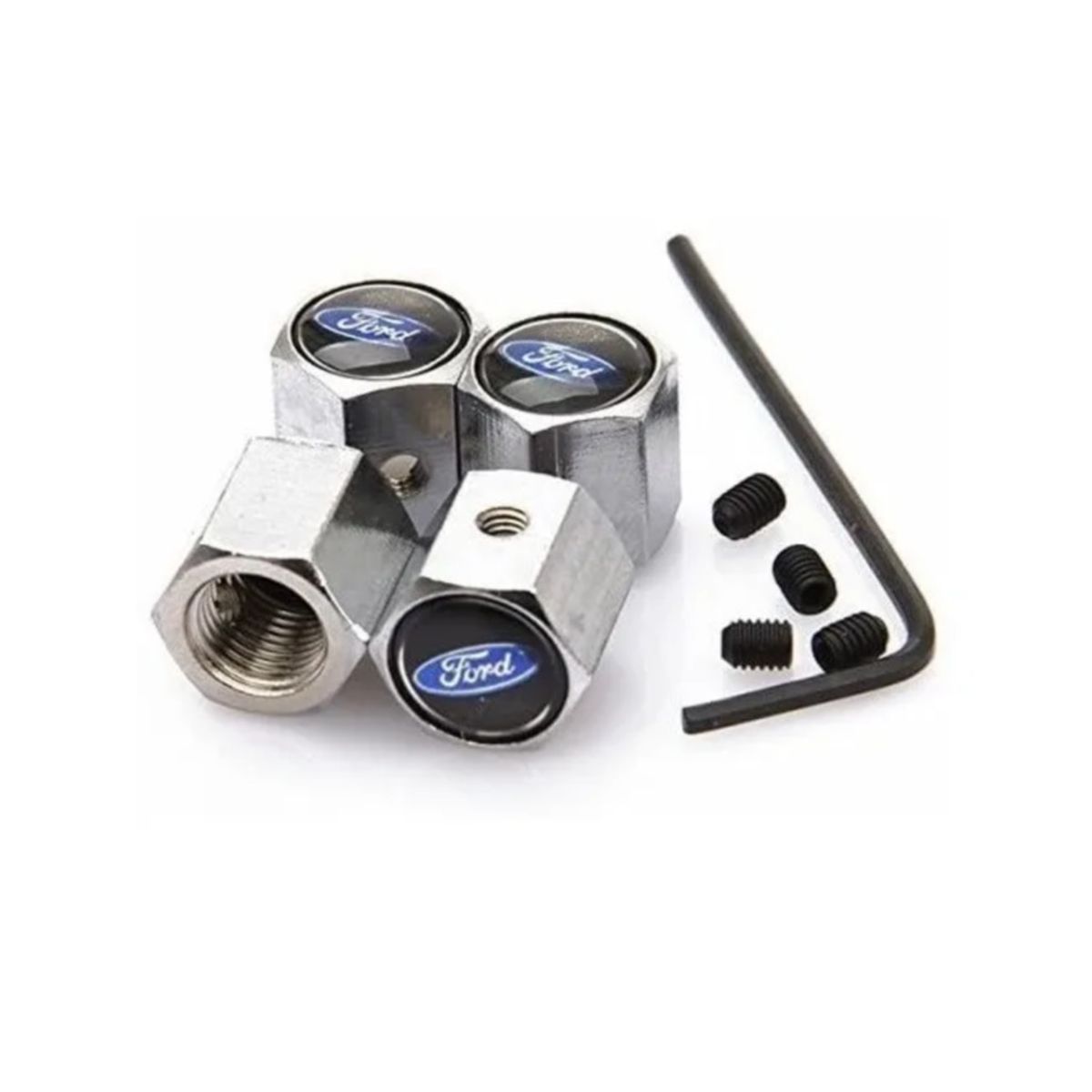 GENERICO - Set 4 Tapa Valvulas Anti Robo para Ford