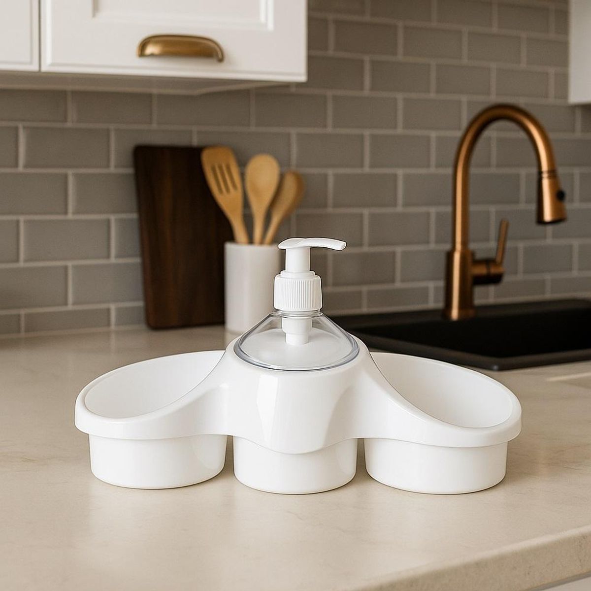 TITIZ - Set Dispensador de Jabón y Organizador Titiz Cocina - Blanco