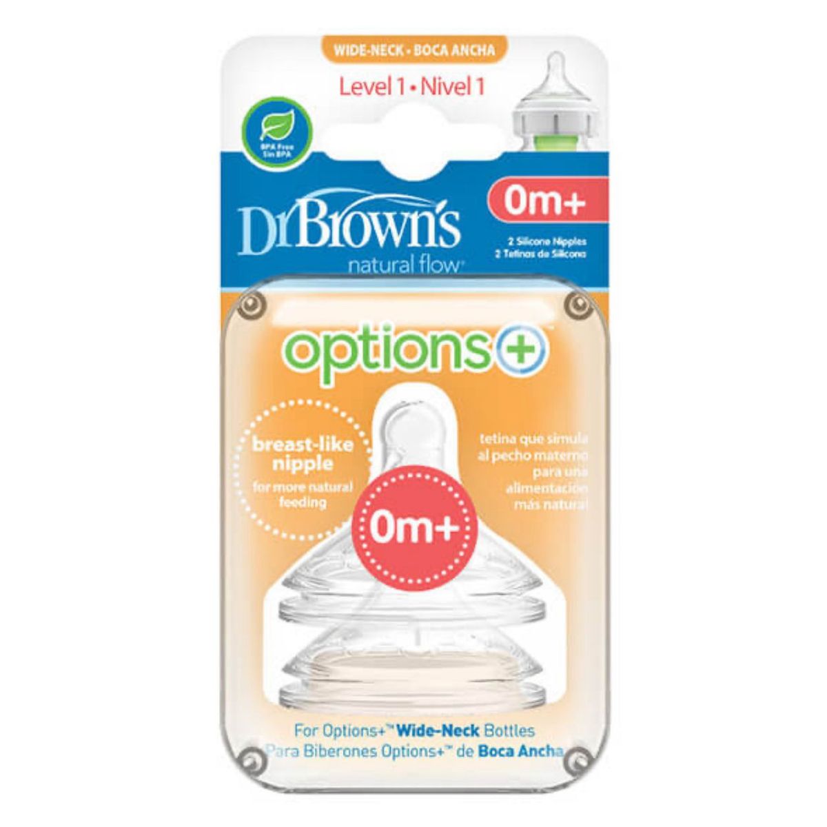 DR BROWN'S - Tetina Boca Ancha Options+ 0m recién Nacido Dr Browns