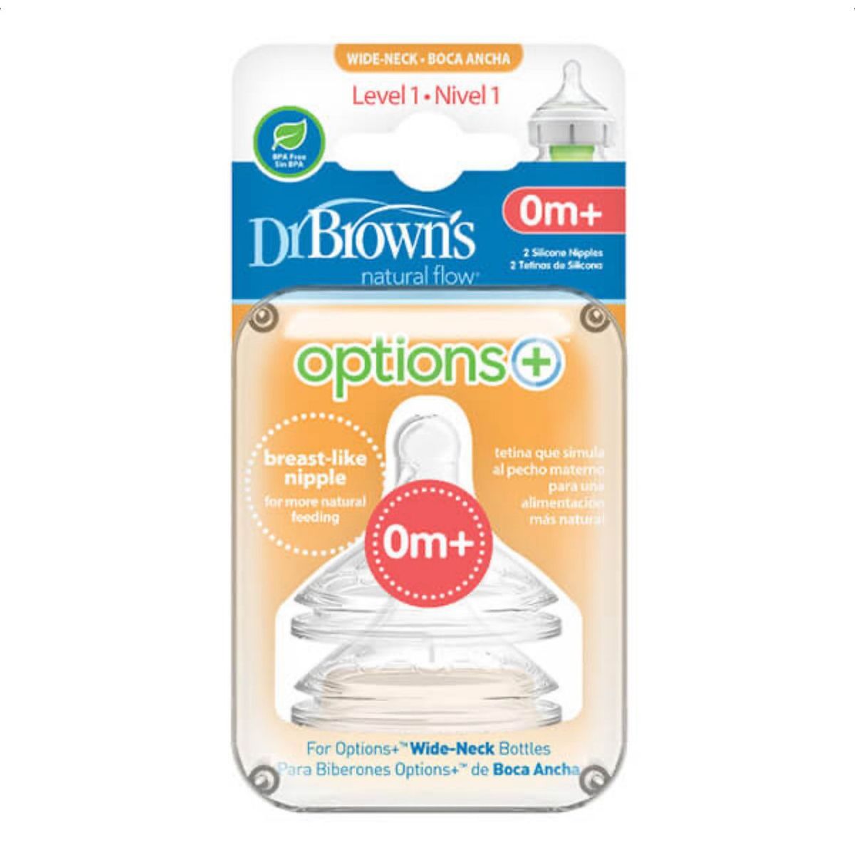 DR BROWN'S - Tetina Boca Ancha Options+ 0m recién Nacido Dr Browns