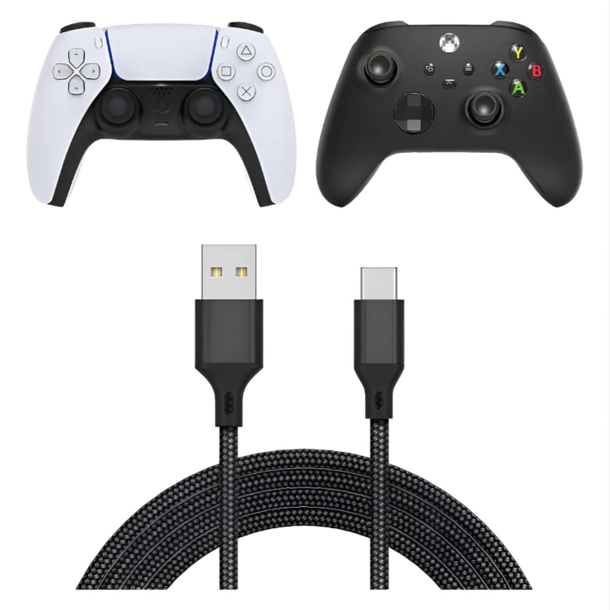 GENERICO - Cable De Carga Para Mando Xbox Series/ Ps5 Reforzado 3 Metro Negro