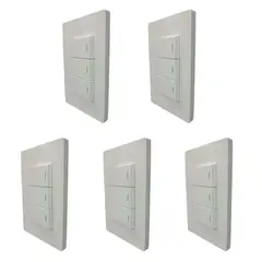 WANT - Pack 5 Interruptor Triple 9/12 250v 16a Blanco Certificado SEC