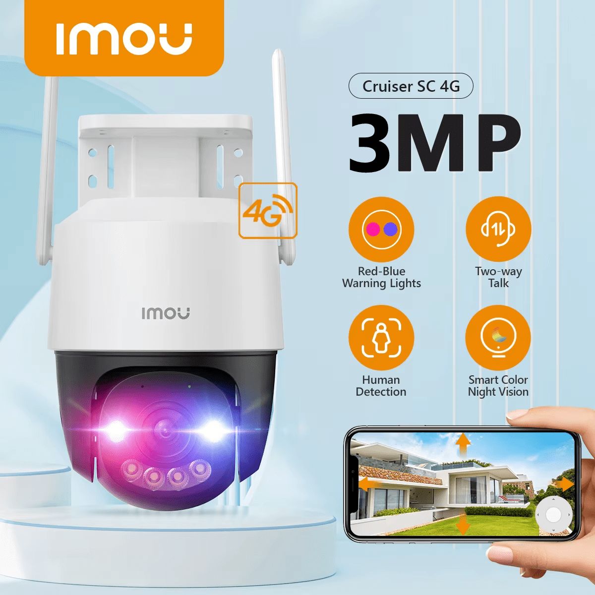 IMOU - Camara Imou PT Cruiser SC 4G Lte 2k 3mp Dual Light Audio Blanco