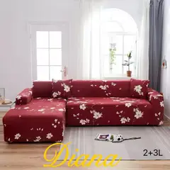 DIANA - FUNDA ELASTIZADA PARA SILLON TIPO L ROJO FLORES 2 PIEZA 3 + 2 CUERPO