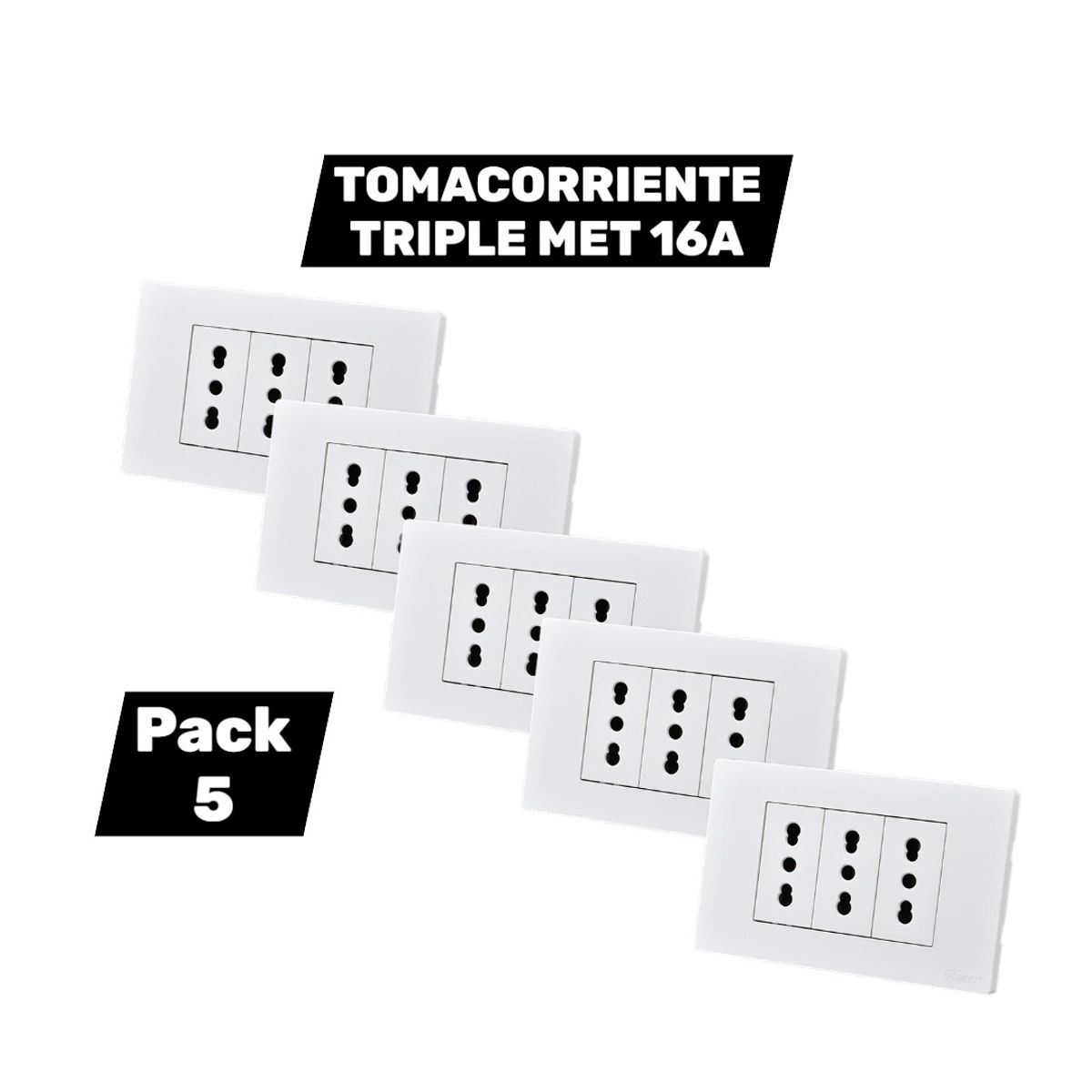 WANT - Pack 5 Enchufe Tomacorriente Triple 16a Certificado SEC ITALIAN