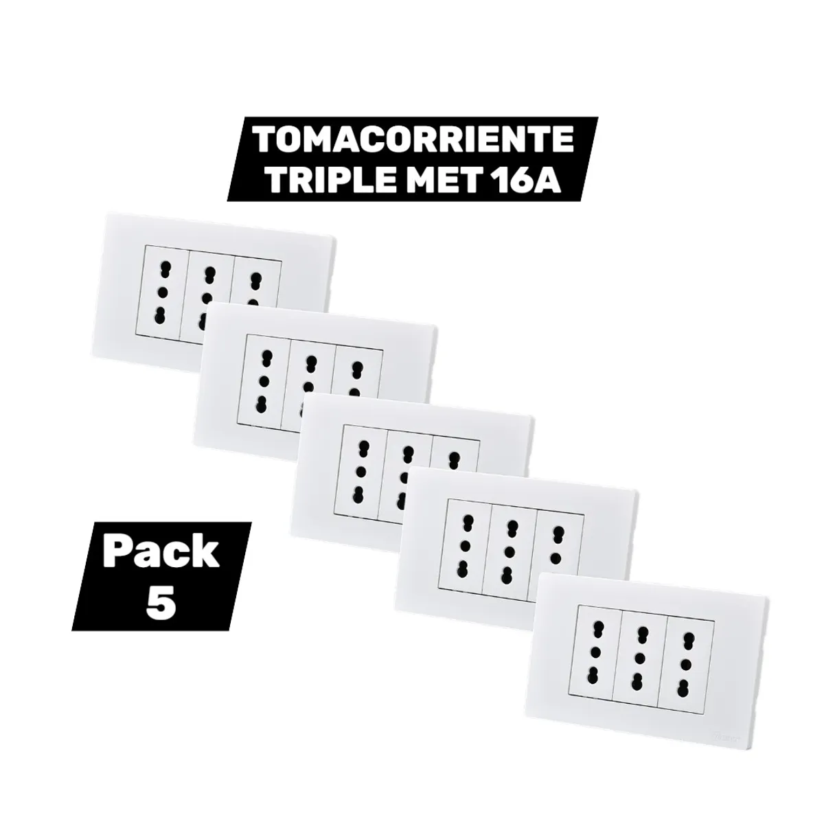WANT - Pack 5 Enchufe Tomacorriente Triple 16a Certificado SEC ITALIAN