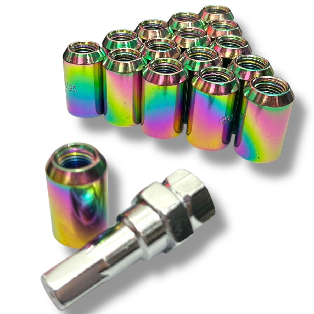 GENERICO - Tuerca De Seguridad 16 Pzs + Llave Tornasol 12x1.25mm