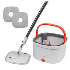 GENERICO - Fregona Cuadrada Giratoria con Cubo y 1 Mopa de Cambio