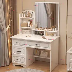 LINE - Tocador De Lujo Espejo Luz Integrada 4 Cajones MDF Blanco 137x80x48cm