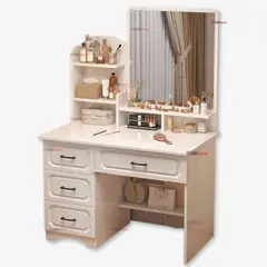 LINE - Tocador De Lujo Espejo Luz Integrada 4 Cajones MDF Blanco 137x80x48cm