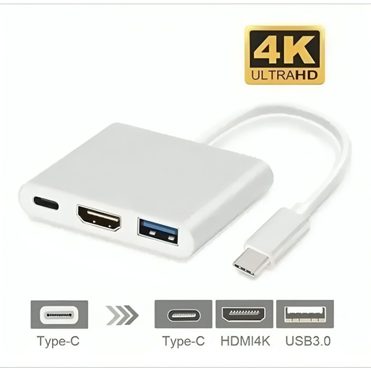GENERICO - Adaptador Hub 3 En 1 Usb Tipo C A Usb-c Hdmi Usb 30 4k