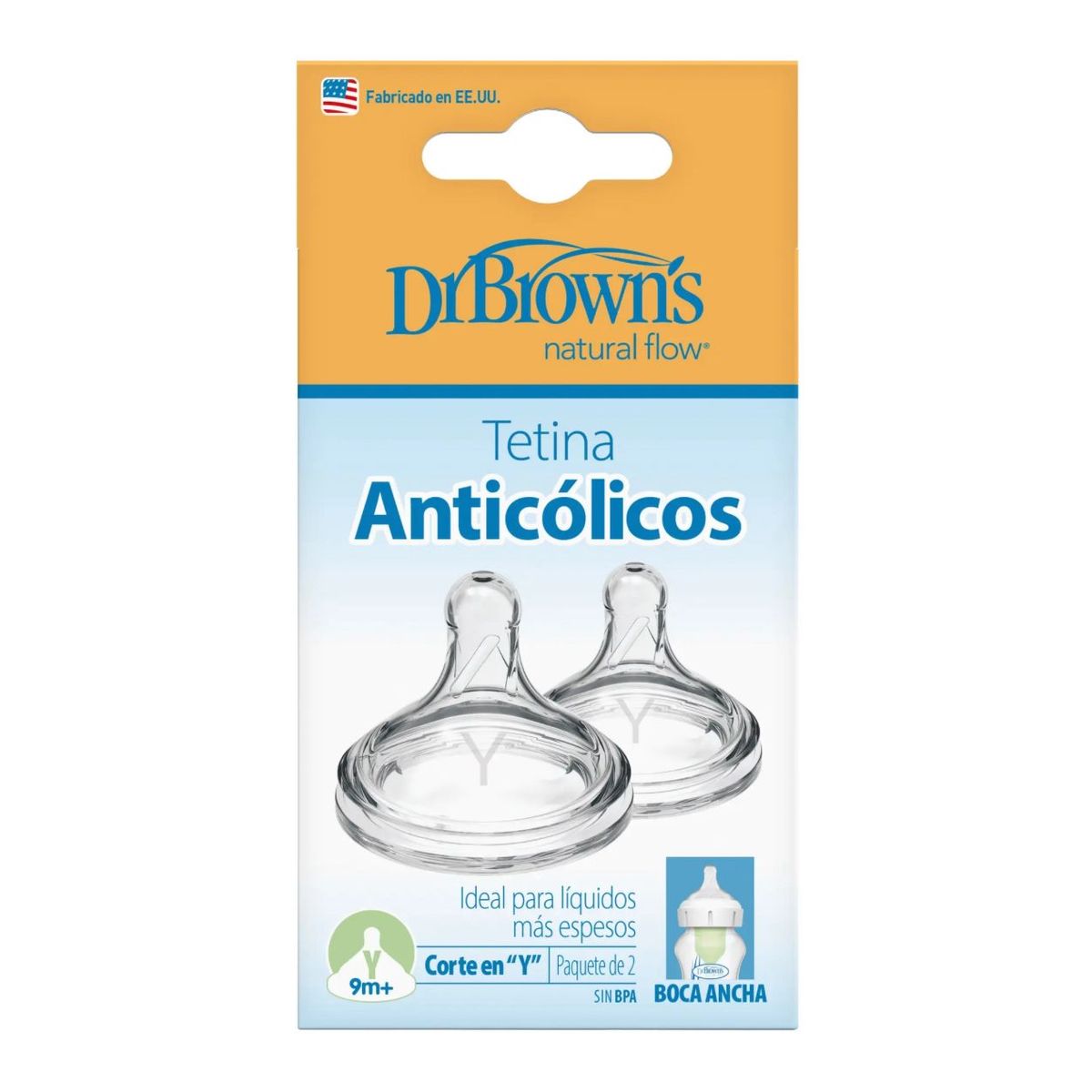 DR BROWNS - Tetina Boca Ancha Options+ 9m+ Y Liquido Espeso Dr Browns