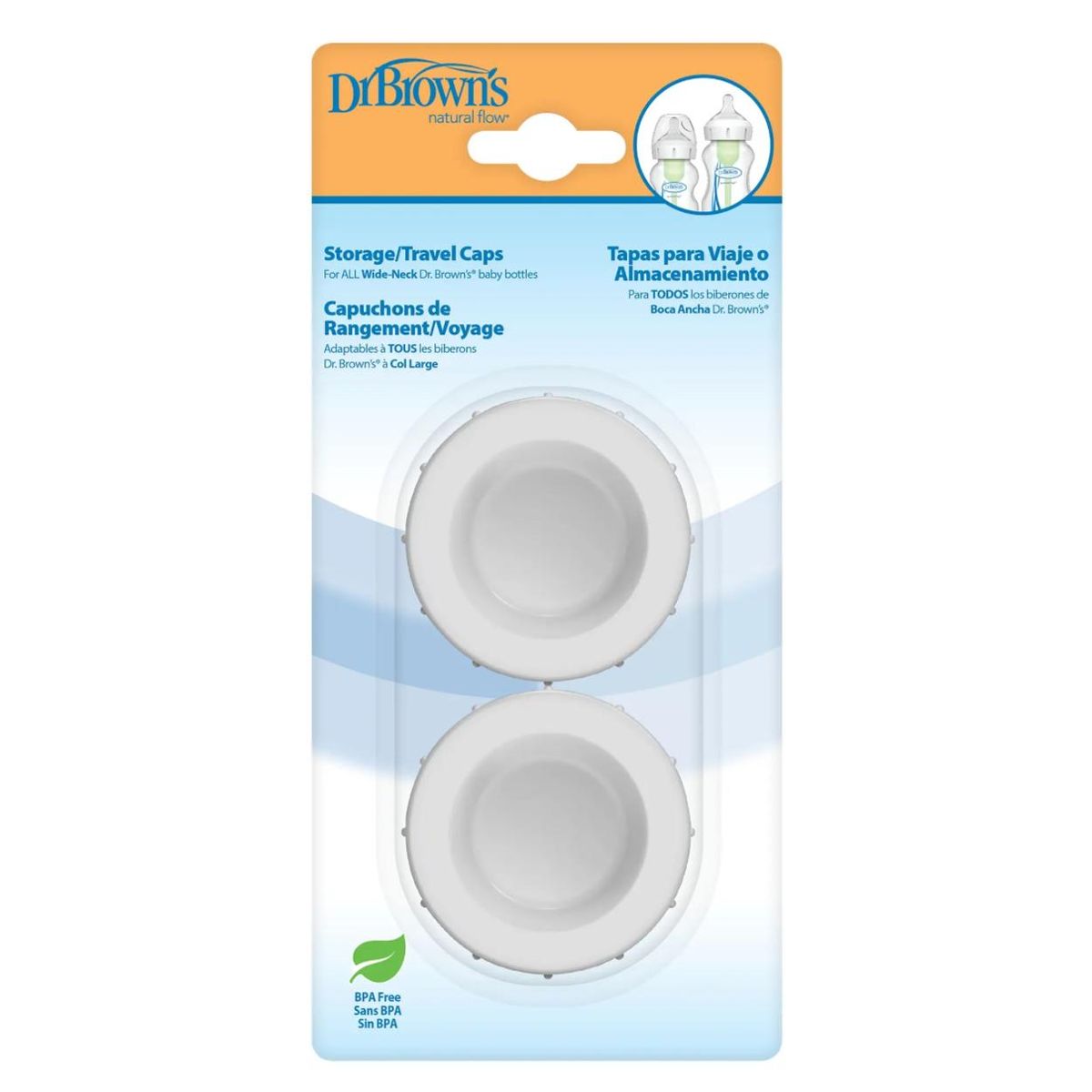 DR BROWNS - Tapas De Viaje Para Mamaderas Boca Ancha 2un Dr Browns