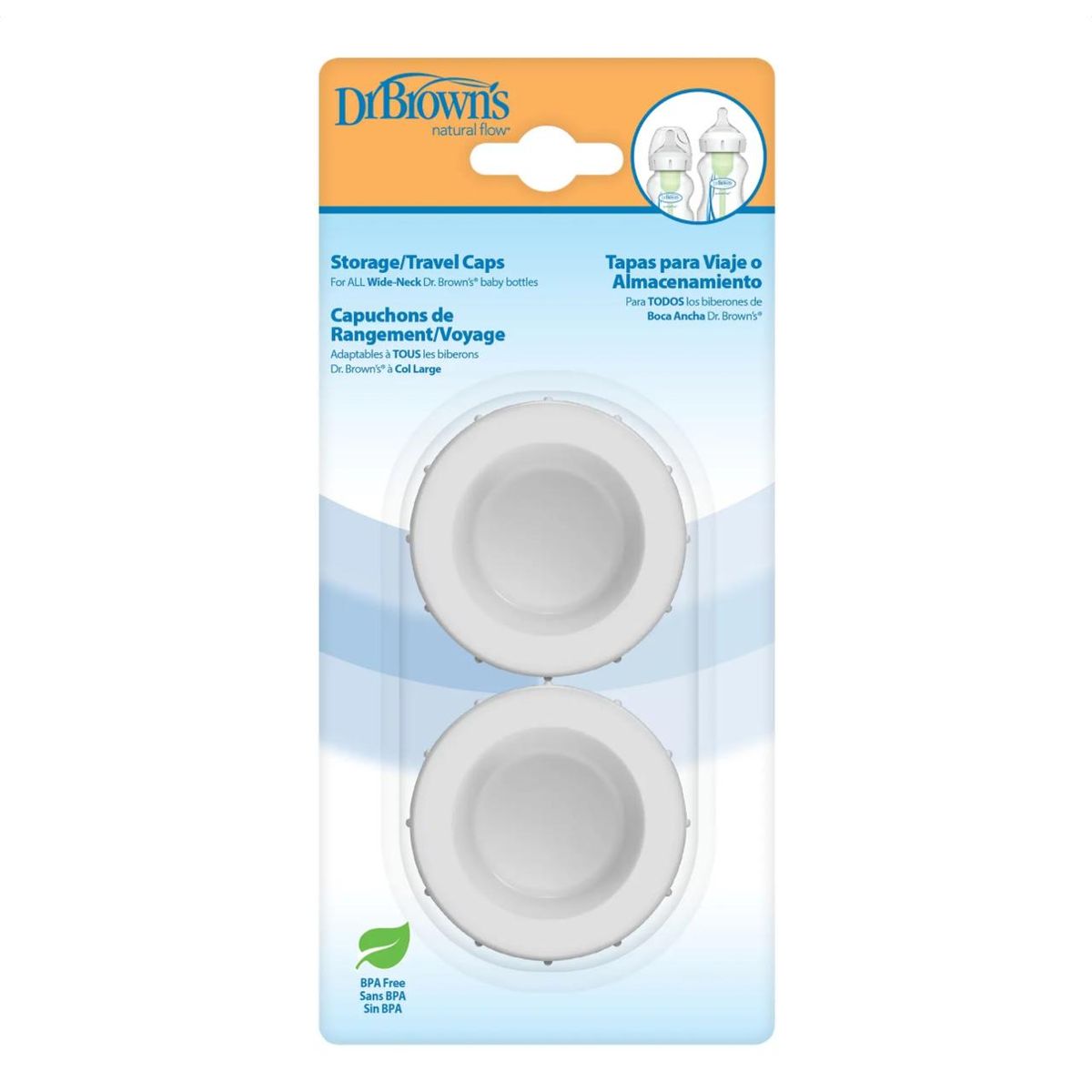 DR BROWNS - Tapas De Viaje Para Mamaderas Boca Ancha 2un Dr Browns