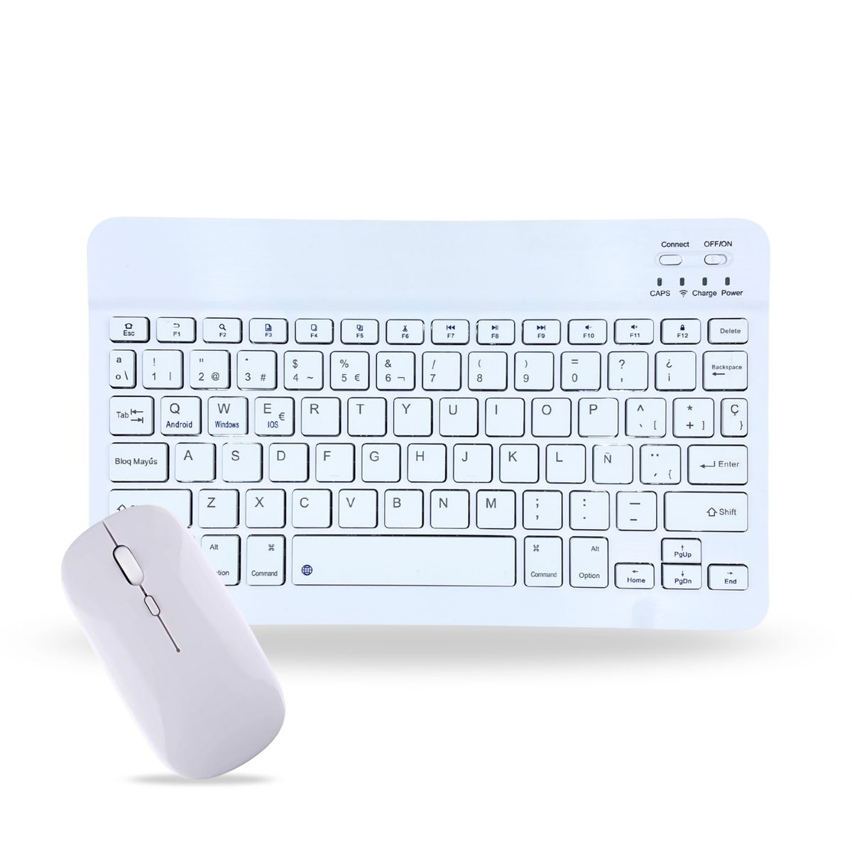 Pack Teclado 10 " y Mouse Bluetooth Para Tablet iPad letra Ñ - Blanco, marca GENERICO - Foto Principal