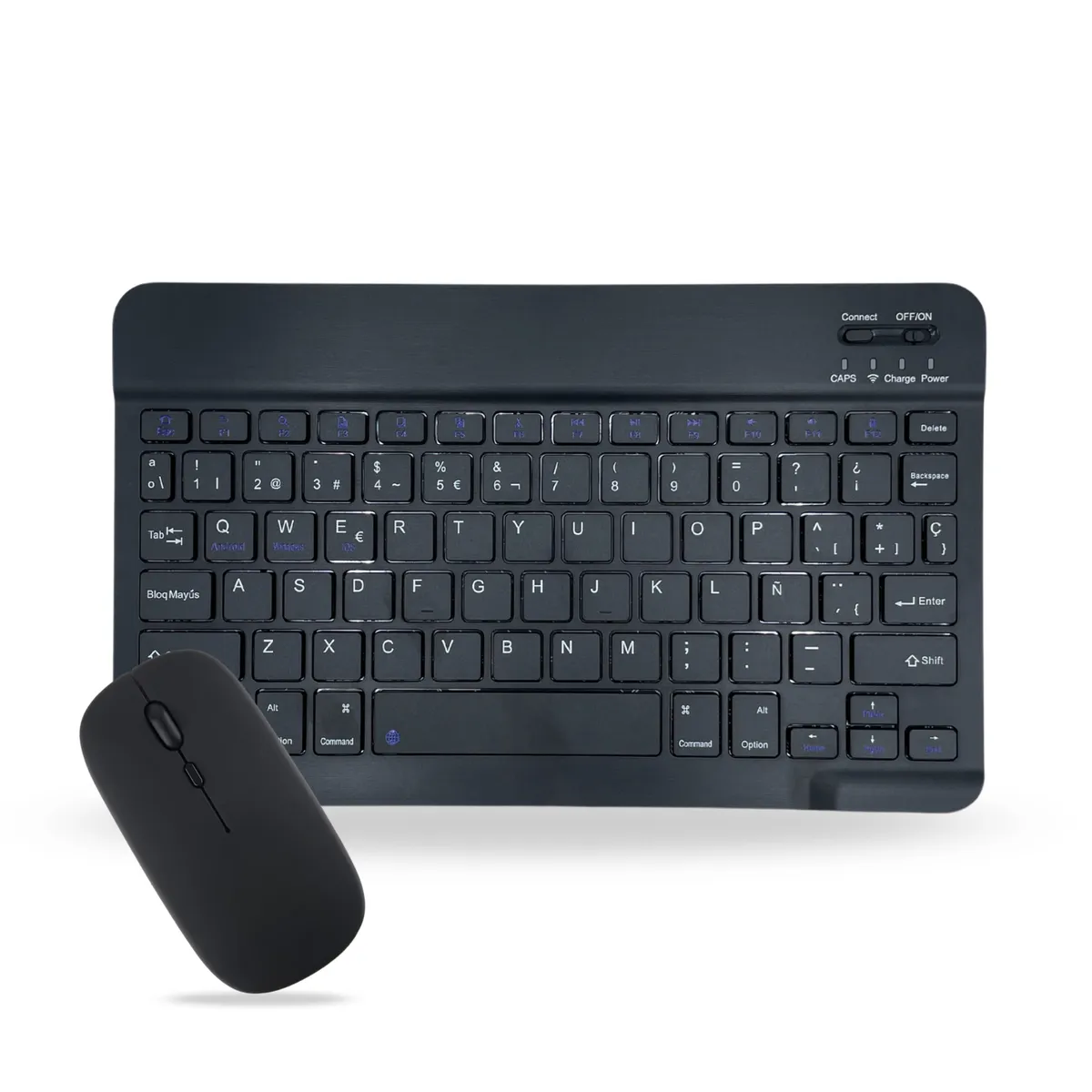 GENERICO - Pack Teclado 10 " y Mouse Bluetooth Para Tablet iPad letra Ñ - Negro