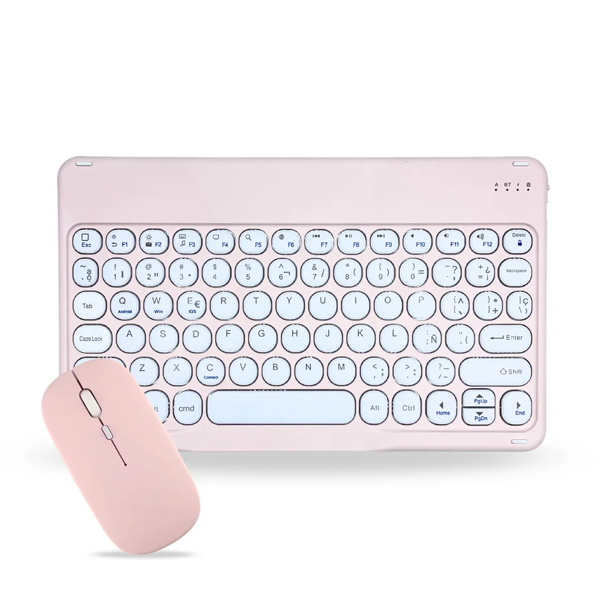 GENERICO - Pack Teclado 2.0 10 " y Mouse Bluetooth Tablet iPad letra Ñ - Rosado