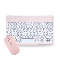Pack Teclado 2.0 10 "" y Mouse Bluetooth Tablet iPad letra Ñ - Rosado