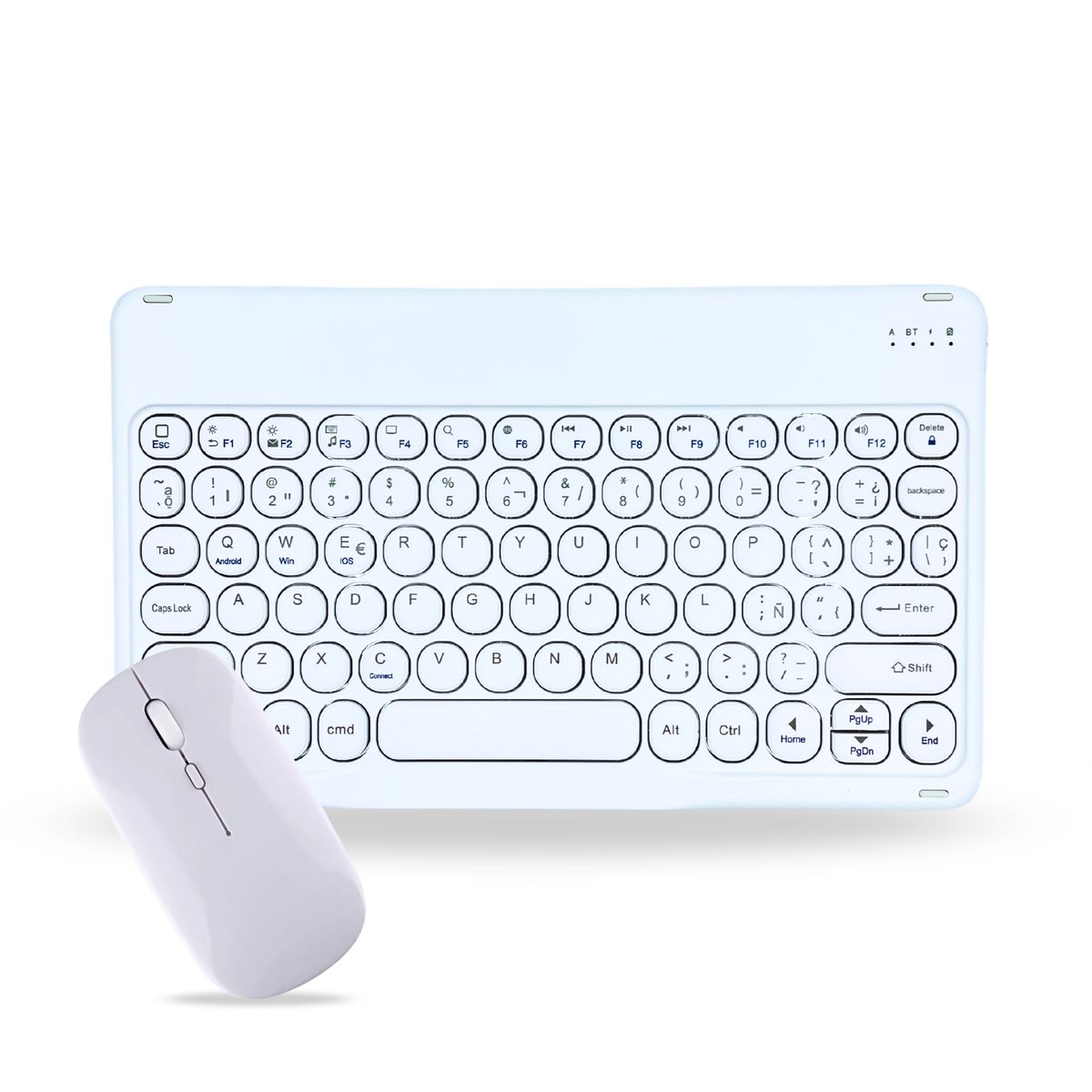 GENERICO - Pack Teclado 2.0 10 " y Mouse Bluetooth Tablet iPad letra Ñ - Blanco