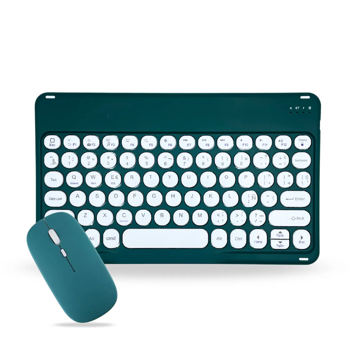 GENERICO - Pack Teclado 2.0 10 " y Mouse Bluetooth Tablet iPad letra Ñ - Verde O