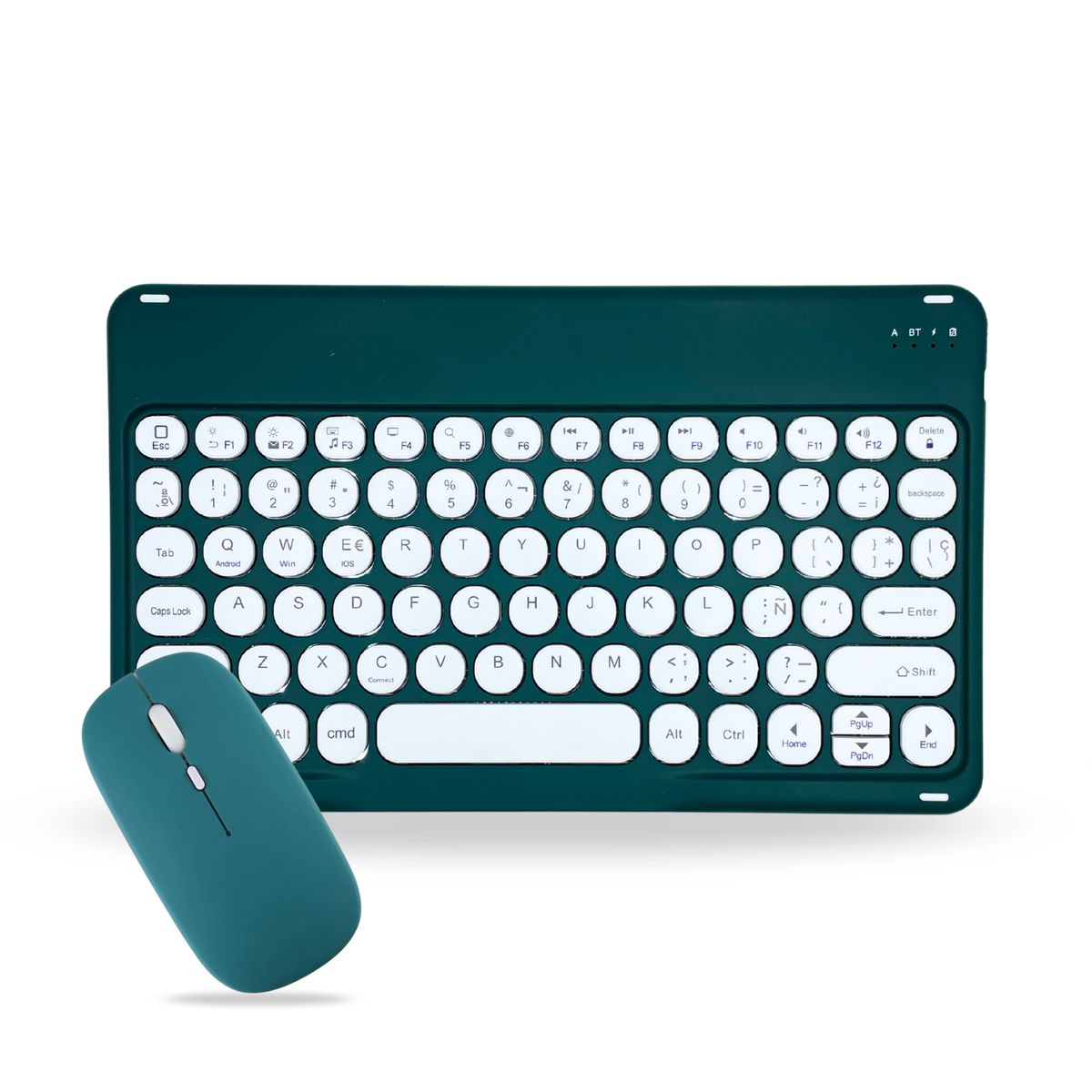 GENERICO - Pack Teclado 2.0 10 " y Mouse Bluetooth Tablet iPad letra Ñ - Verde O