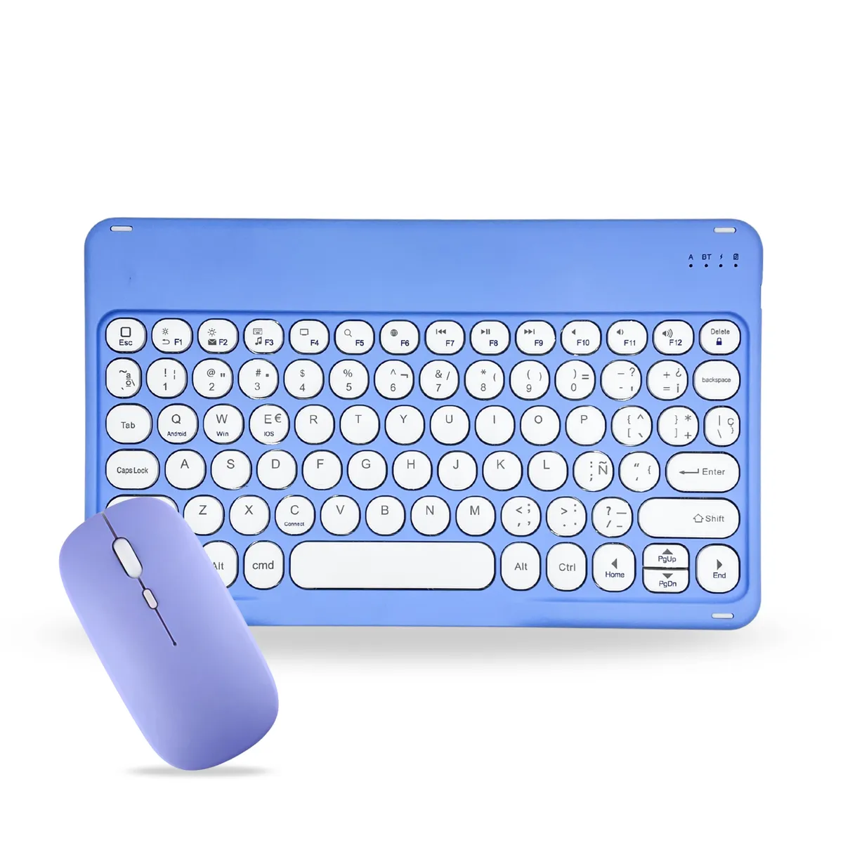 GENERICO - Pack Teclado 2.0 10 " y Mouse Bluetooth Tablet iPad letra Ñ - Morado