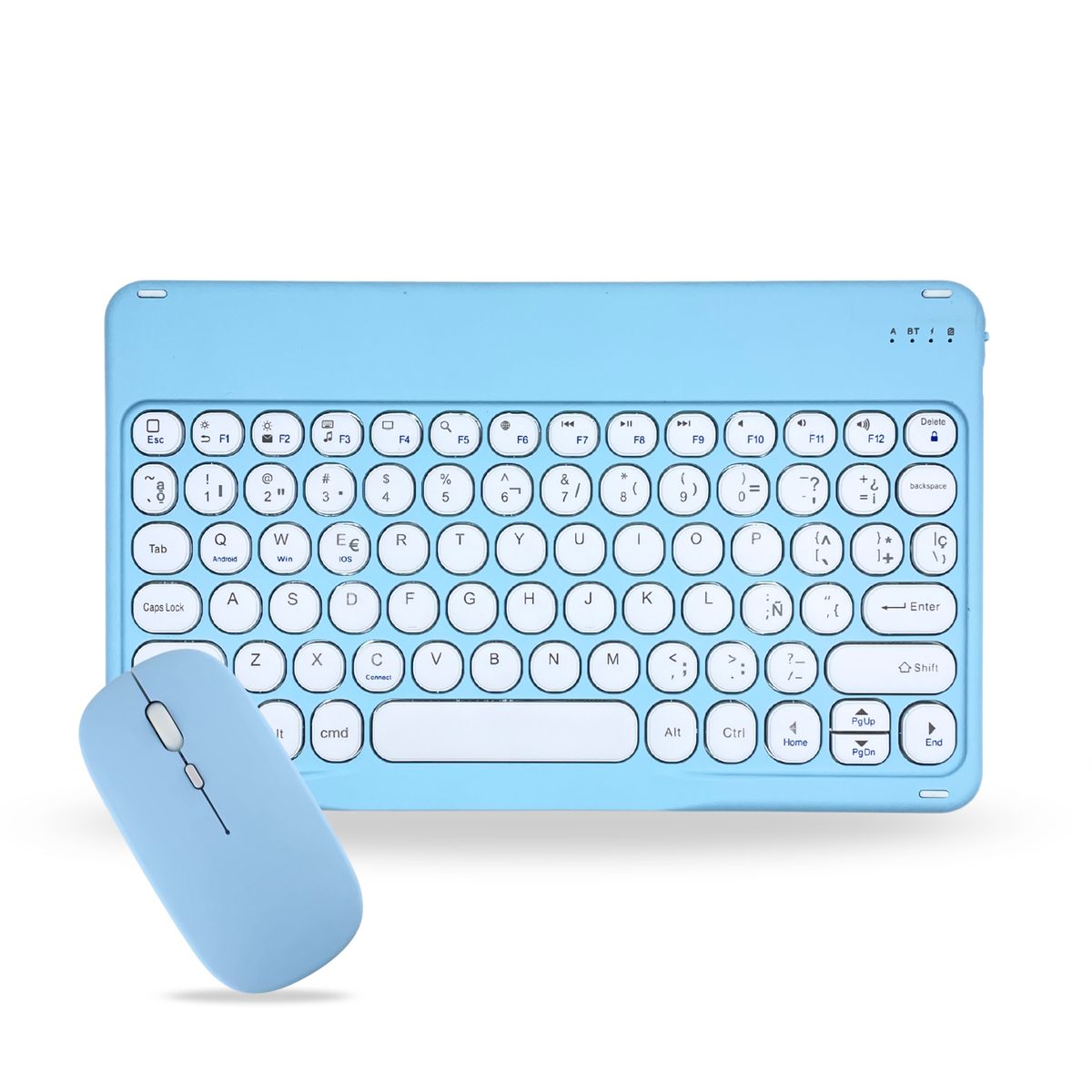 GENERICO - Pack Teclado 2.0 10 " y Mouse Bluetooth Tablet iPad letra Ñ - Celeste