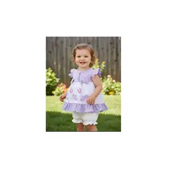 ENCANTO - Vestido Bebé Niña con Bombacha 100% Algodón Colores Lila o Rosado