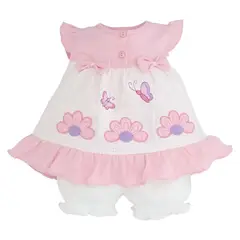 ENCANTO - Vestido Bebé con Bombacha 100% Algodón Rosado