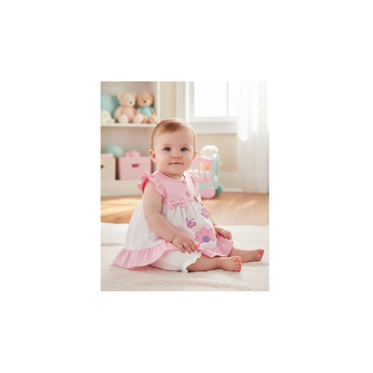 ENCANTO - Vestido Bebé con Bombacha 100% Algodón Rosado