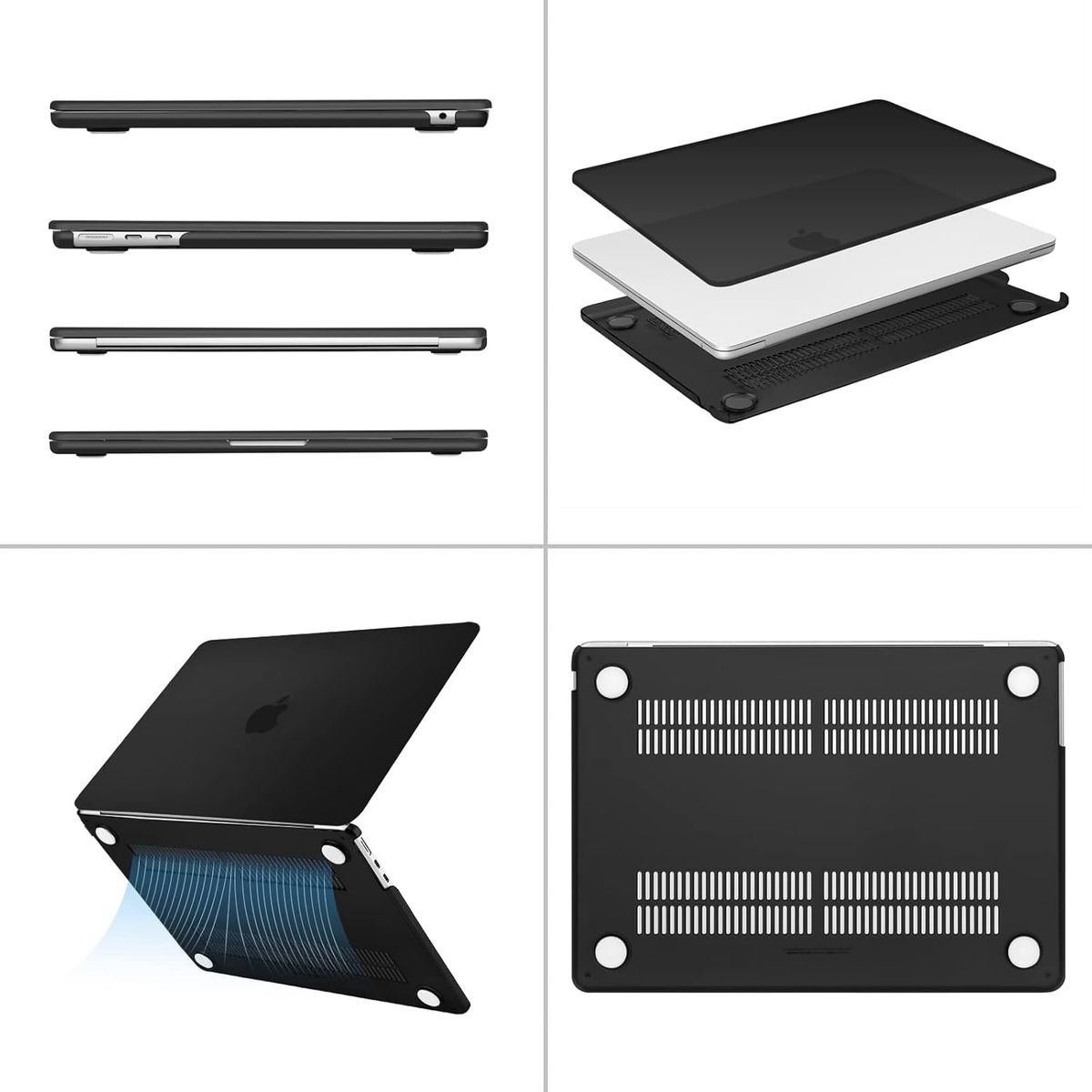 GENERICO - Carcasa Funda Para Macbook Air 13.6 M4 M3 M2 Negro