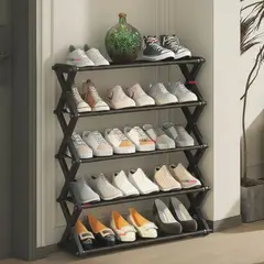 LINE - Zapatero Organizador 5 Niveles Desmontable Resistente 65x42x20cm Negro